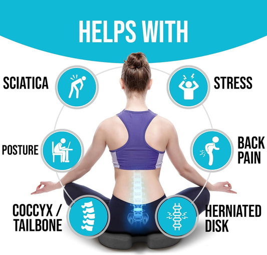 Almofada de Assento Lombar em Espuma Viscoelástica para Cadeira de Escritório - 8,6cm de Espessura