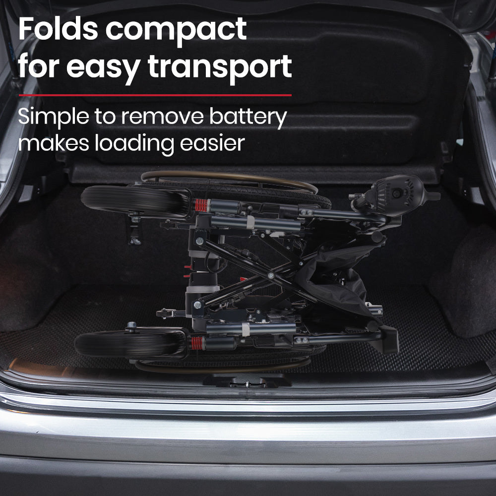 Cadeira de Rodas Elétrica Dobrável NNEMB PowerCruise DualSmart - 12km Autonomia - Bateria Lítio - Rodas 24" - Preta